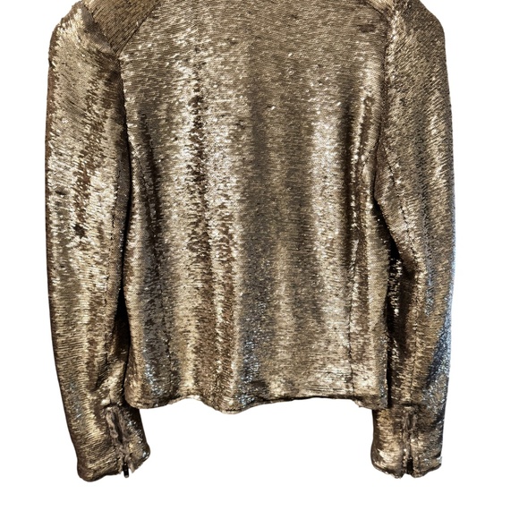 IRO Gold Sequin + Leather Moto Jacket - Picture 4 of 9